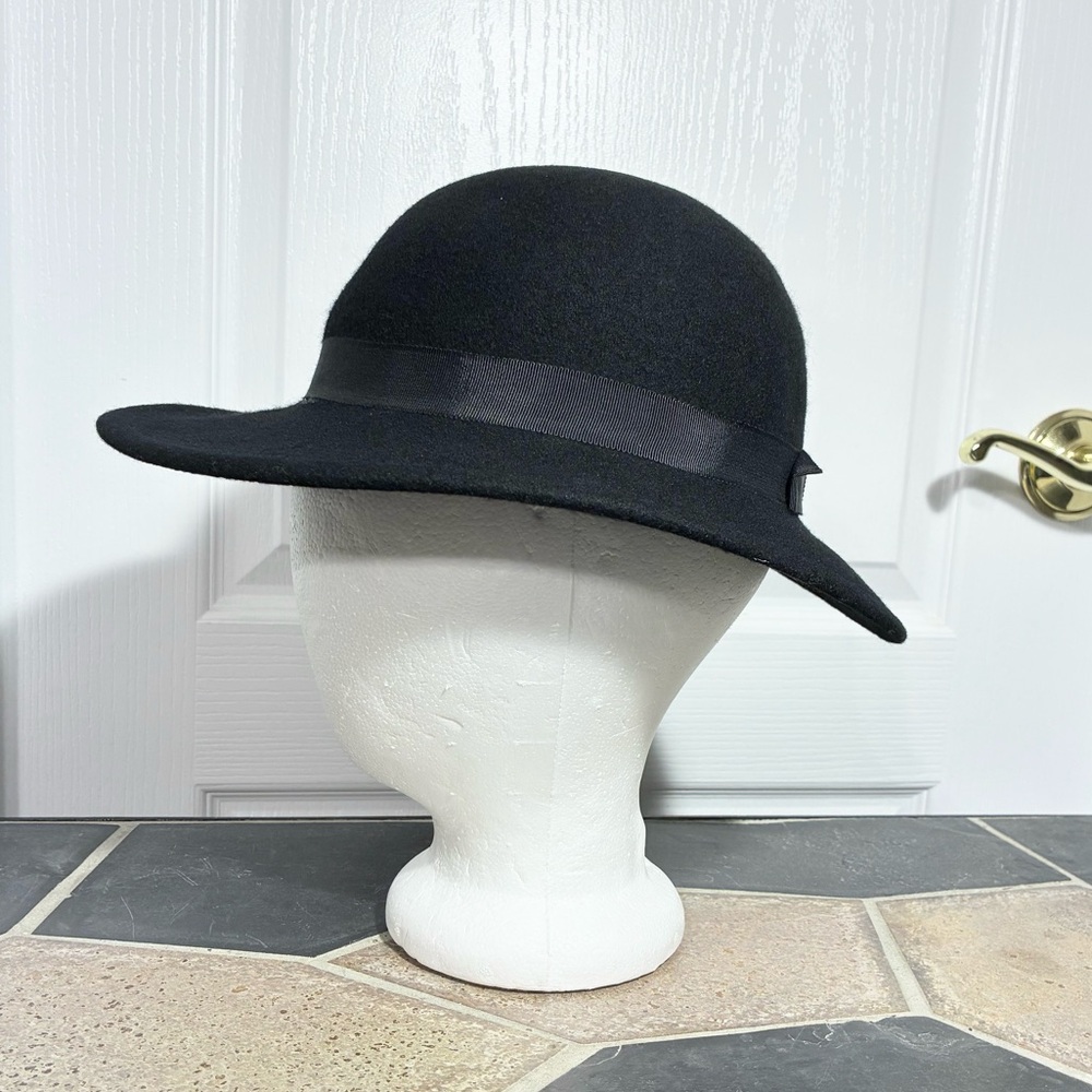 90s Arlin Wool Cloche Hat Black USA Made Vintage